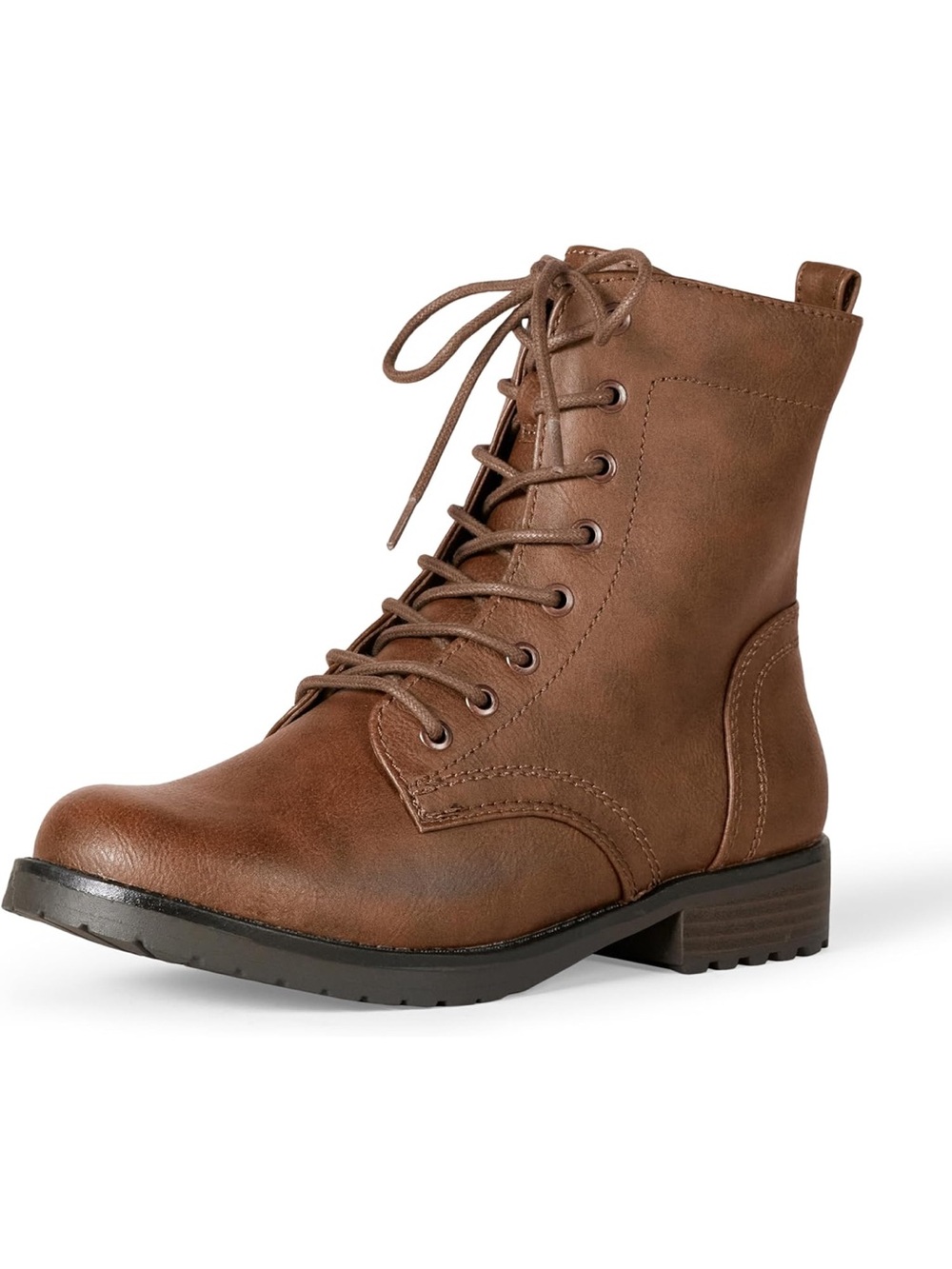 Amazon Essentials Women’s Lace-Up Combat Boots with Lug Sole and Side Zipper